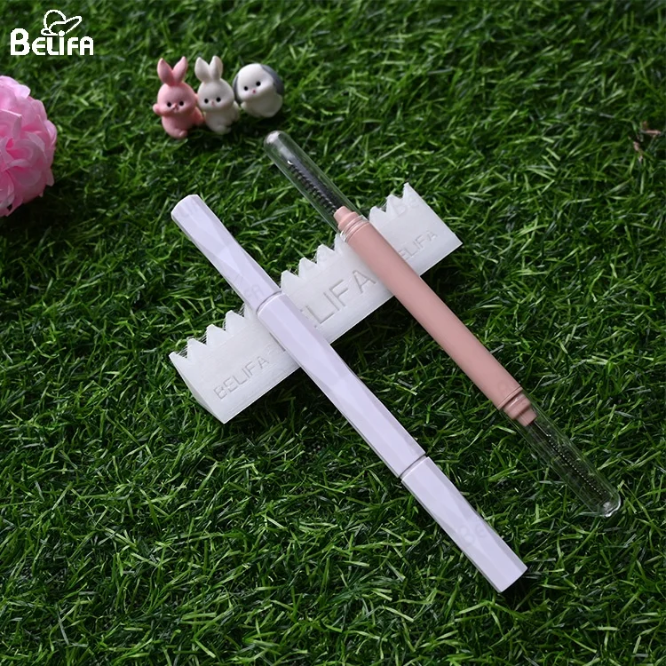 wholesale Customized Private Label double  side 2 in 1 mascara wand spoolie brush eye lash brow eyelash comb with cap cover lid