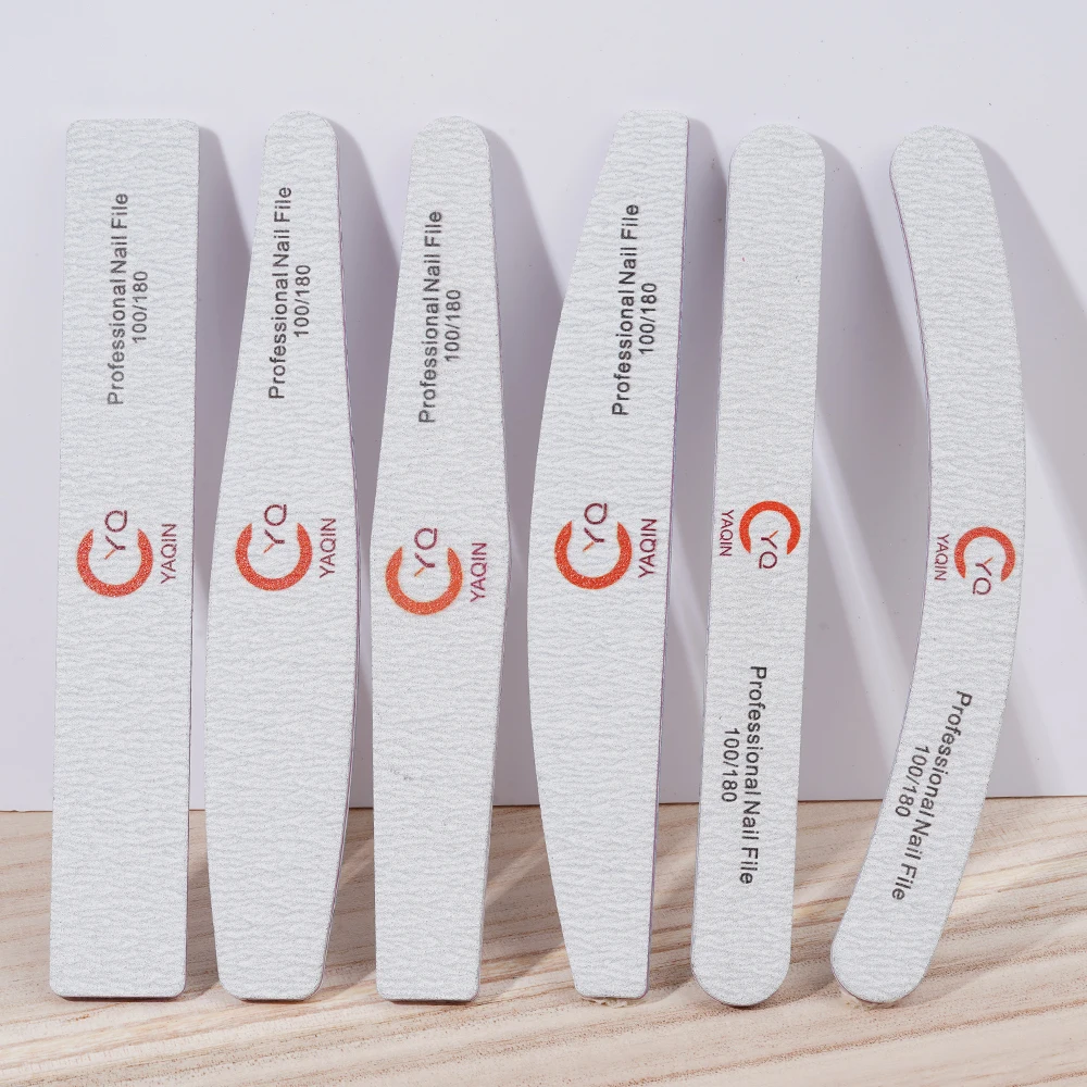 Professional Emery Board Wholesale Custom Double-Sided Nail Files 100 180 Grit Zebra Gray Manicure Art Tools With Logo