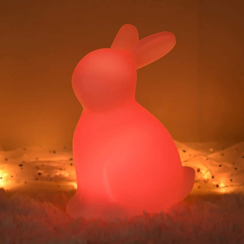 Modern Color Changing Decorative Cute Cartoon Acrylic Huggable Rabbit Study LED USB Nigh Light Table Lamp With Remote Ce Control