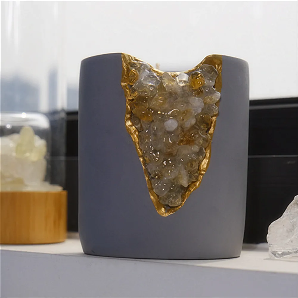 Crystal Scented Candle Soy Wax Special Design Crystal Personal Label Cement Jar Crystal Scented Candles