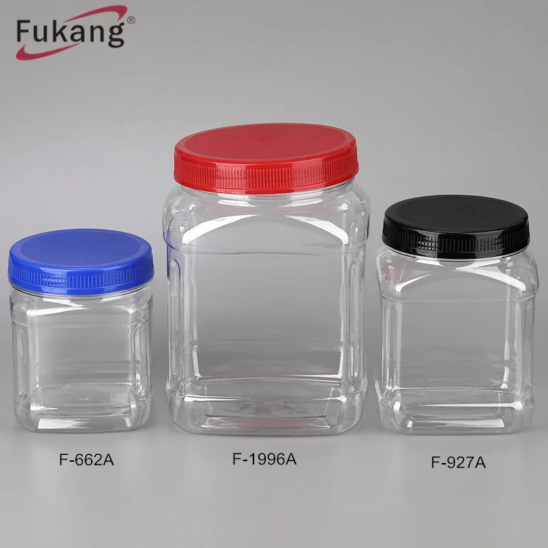 Wholesale Cheap Price Food Container Eco Friendly 500Ml 1000Ml 2000Ml Plastic Food Cookie Candy Jar With Lid