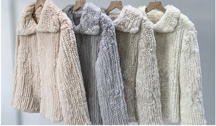 YR1198 Lovely soft color fashion garment jacket rex rabbit fur jacket women clothing