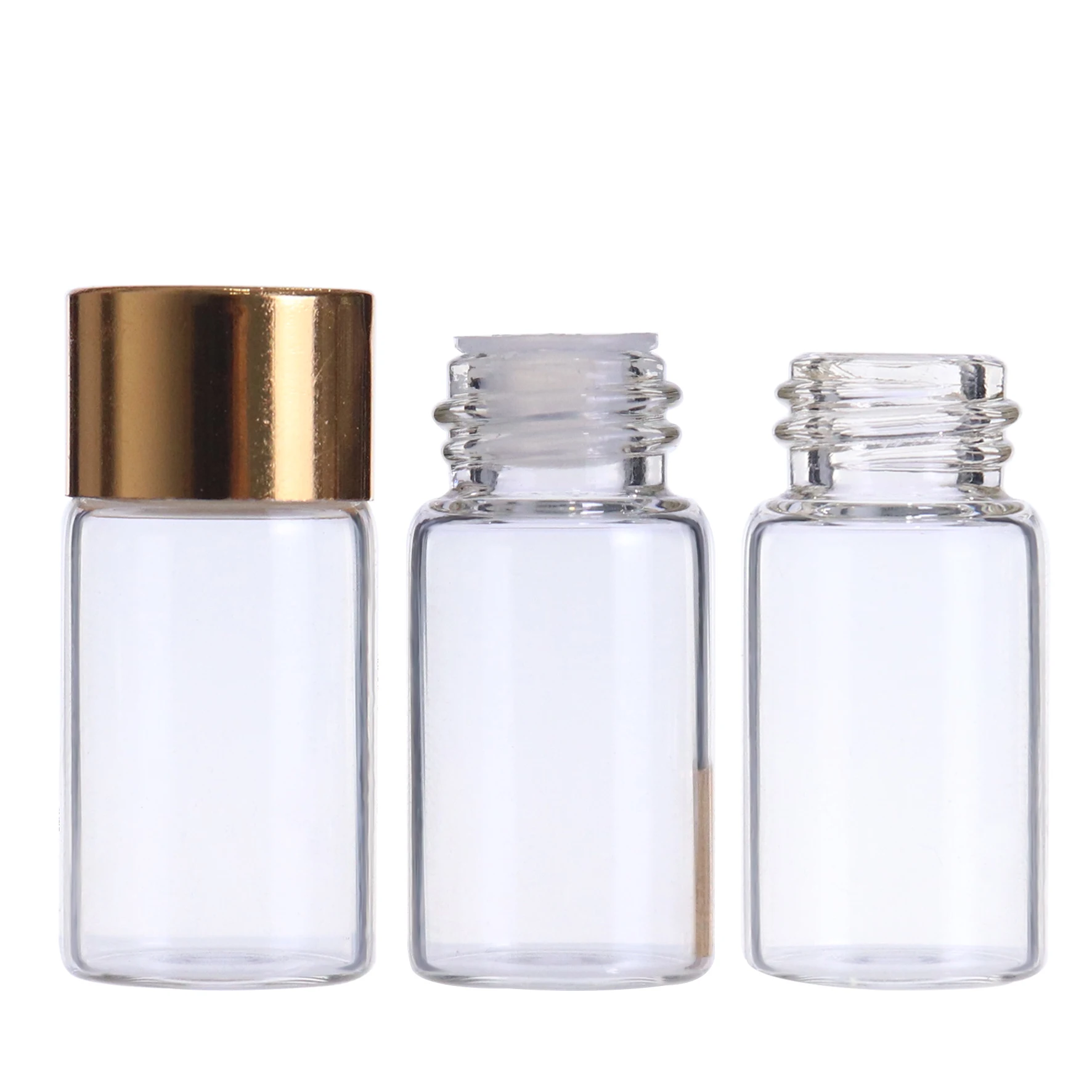 Perfume Tester Glass Bottle 0.5ml 1ml 2ml 3ml mini glass bottle with black screw cap plastic orifice reducer small glass vial
