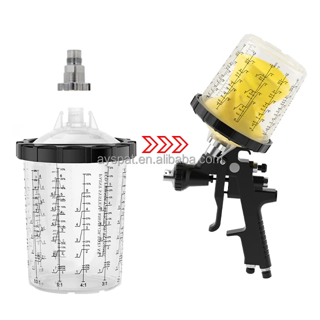 Hot Sale 800ml 125MIC Disposable PP Cups Plastic Painting Spray  Mixing Cup Painting Automotive Paint Mixing Spray Gun Cup Set