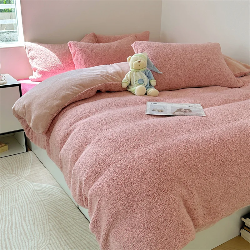 Factory 2024  Class A  Fleece Bedroom Thickened Warm Bedding set Bed sheet cover 4 pieces set