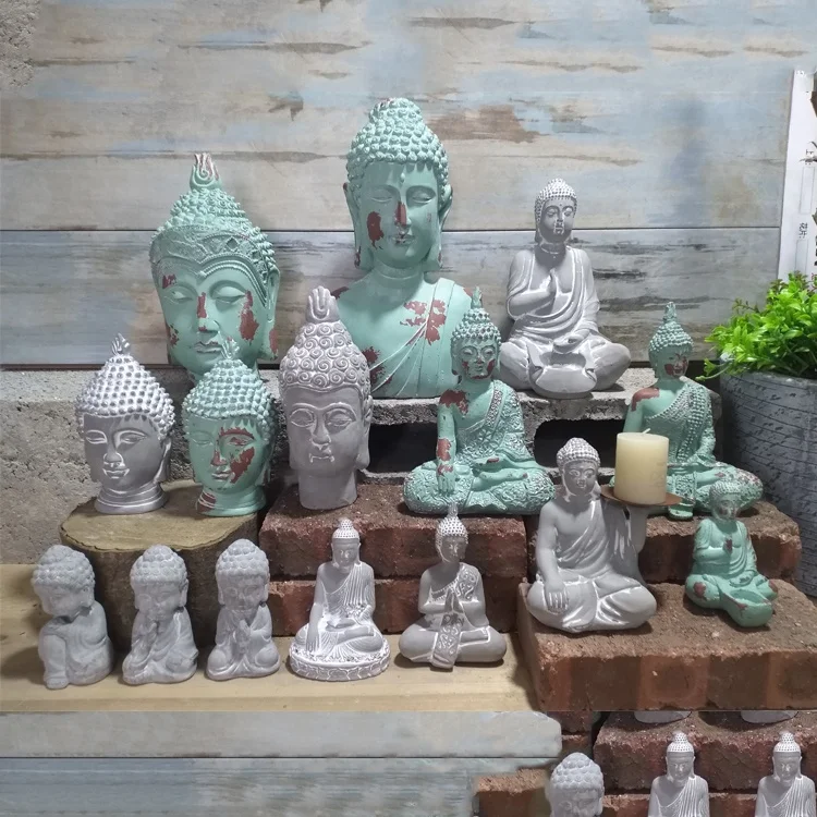 Fengshui Home and Garden Decoration Cement Angel Statue Crafts Garden Buddha Statue Pillar Holder Concrete Statue for Homeware