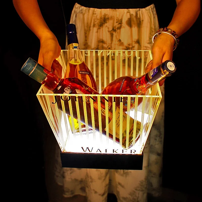 New Wholesale Custom Champagne Wine whisky barrel Illumited Premium LED Ice Bucket