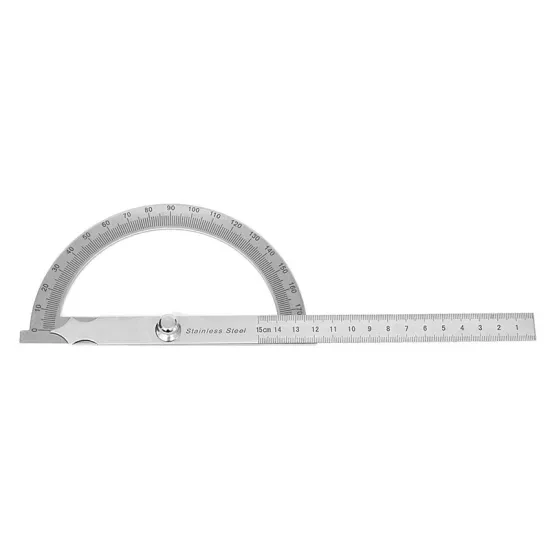 
Industrial Bevel High Precision Stainless Steel Round Head Rotating 0-180 Degrees 15cm Protractor 