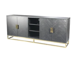 Tea Table Nordic Light Luxury Household Double Drawer Stainless Steel TV Cabinet Set