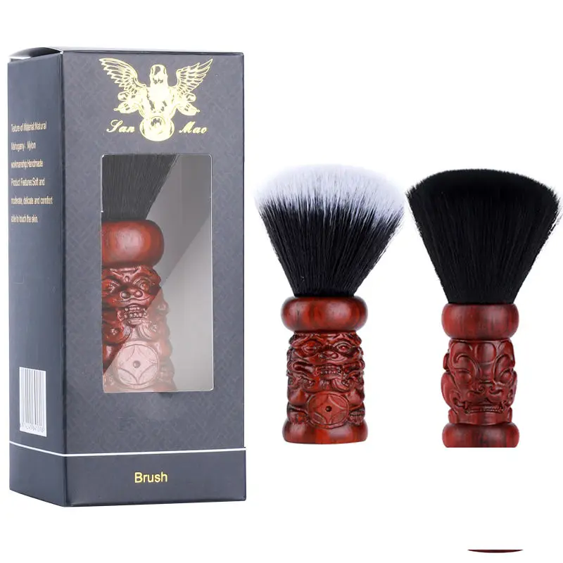 HMS01 Private Label Solid Red Wood Handle Soft Pure Badger Wholesale Shaving Brushes Set For Barber Men Traditional Hair Cutting