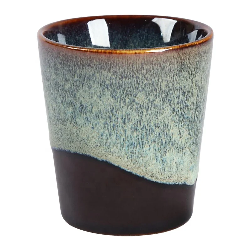 Hot sale environmentally friendly Japanese reaction glazed personal handmade ceramic coffee teacup mug without handle as a gift