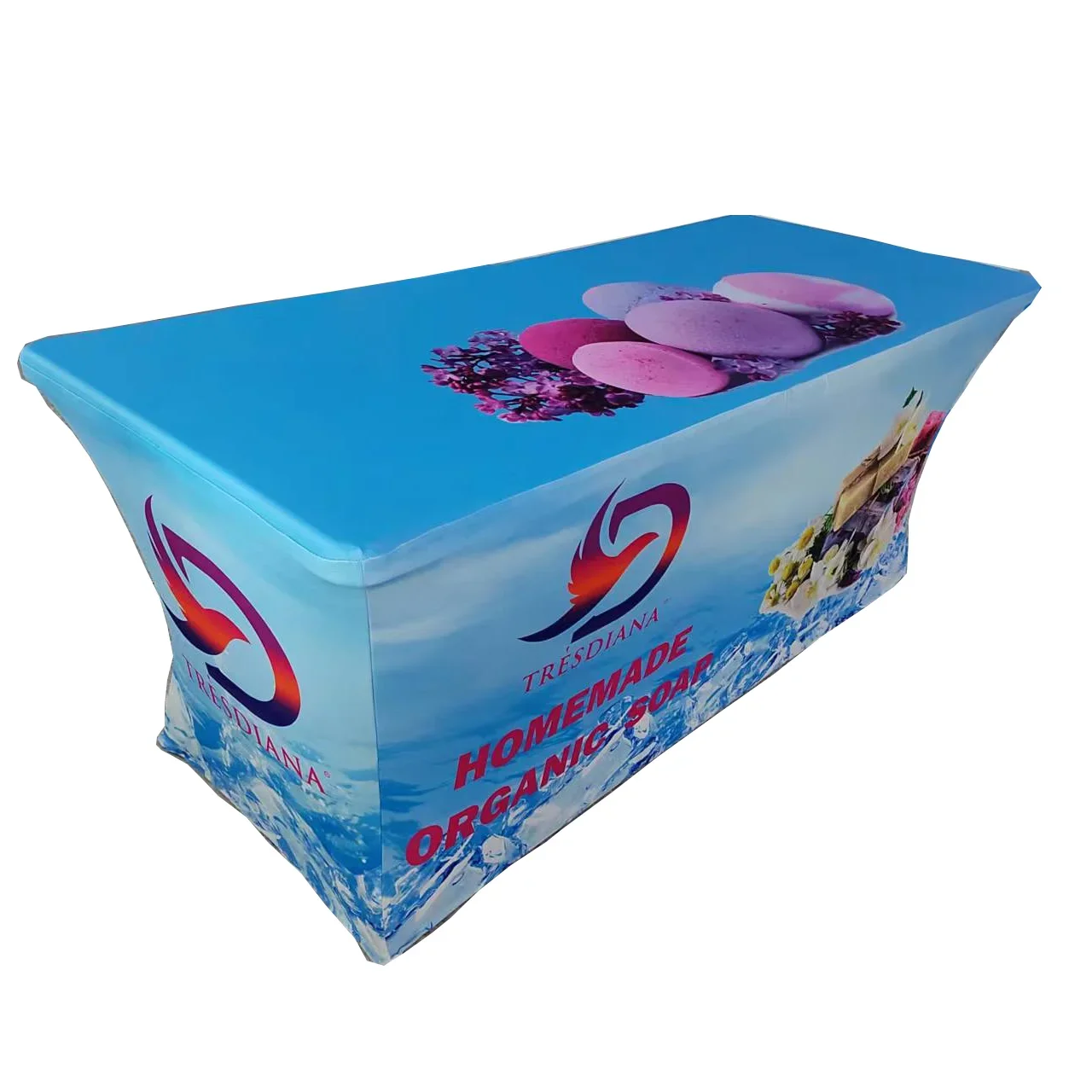 Trade Show fitted table cloth with Custom Logo stretch Table Cover Table drape throw for business advertising