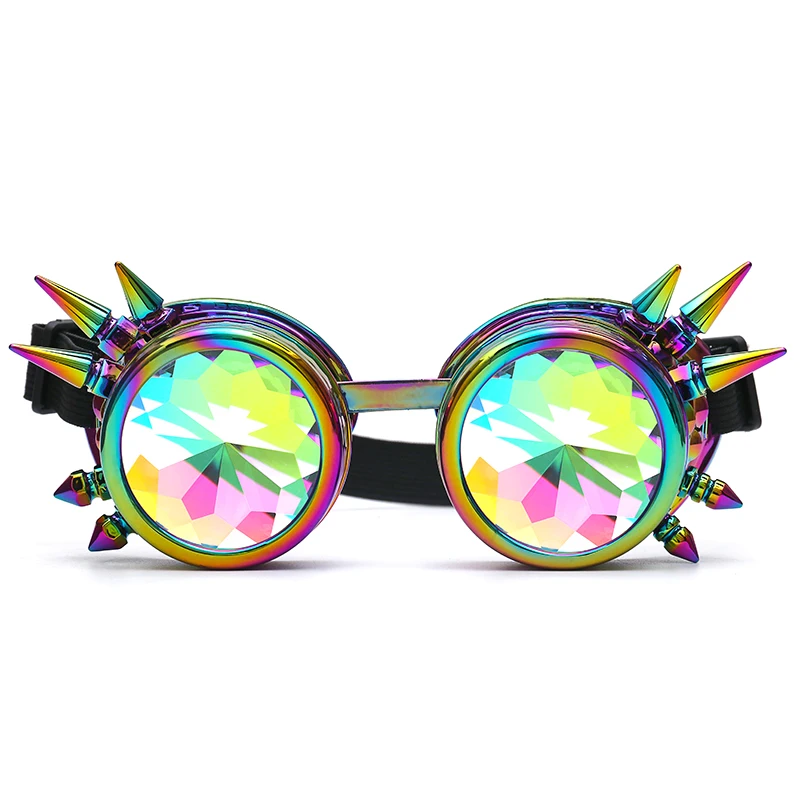 Wholesale Retro Steampunk Sunglasses Kaleidoscope Glasses Rave Dance Diffracted Rainbow Festival glasses