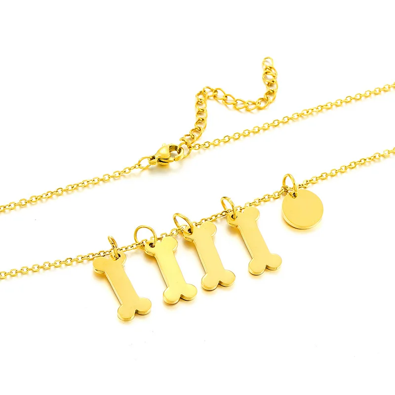 Fashion Stainless Steel Dog Bone  Necklace Custom Engraved Pendant