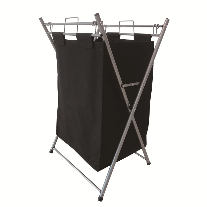 Foldable New Design Collapsible Laundry Hamper Portable Bamboo Frame Sorter With Oxford Fabric Bag Airer