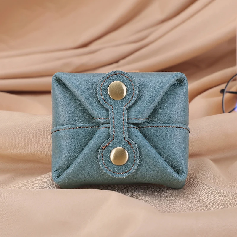 Cute retro mini purse casual fashion multi-functional girls change storage Baotou layer cowhide leather small purse