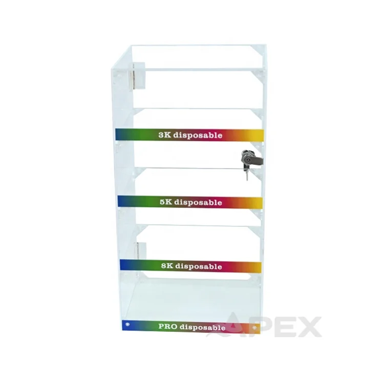 APEX Acrylic Smoke Display Stand Customized Brand Logo Desktop Retail Store Smoke Display Rack with Lock