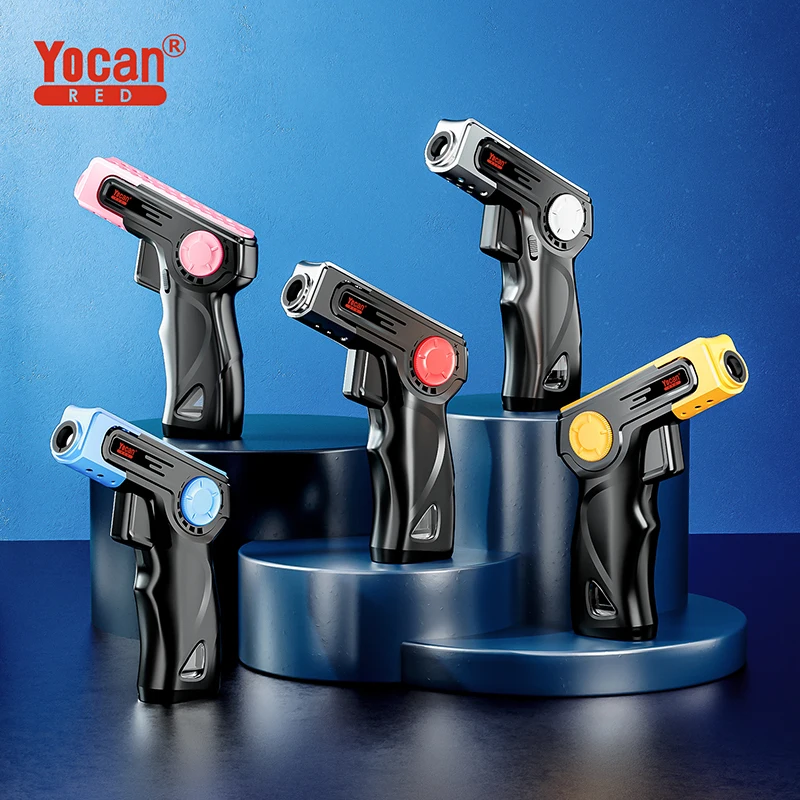 High Quality Outdoor Camping Barbecue Metal Blue Flame Lighter Portable Butane Inflatable Gas Torch Lighter