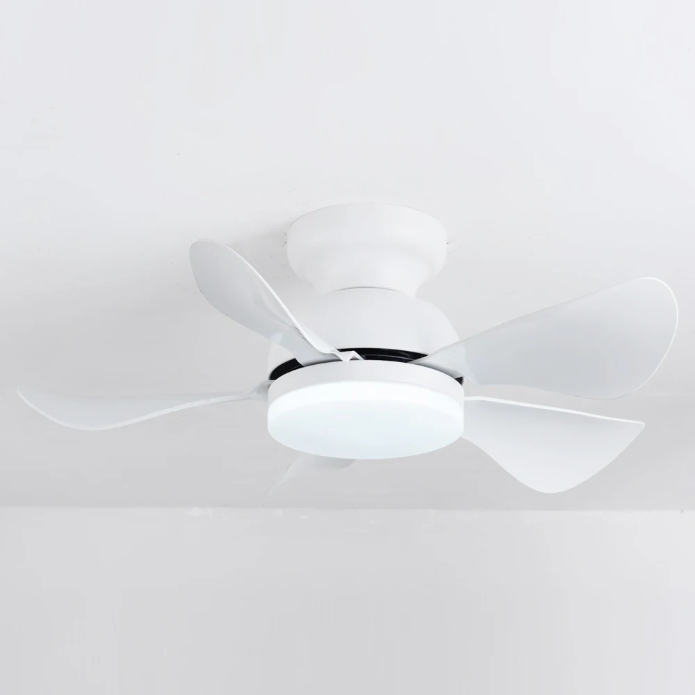 Modern Bedroom Energy Saving Reversible DC Motor 32 Inch 5 ABS Blade Flush Mount Quiet Ceiling Fan With LED light