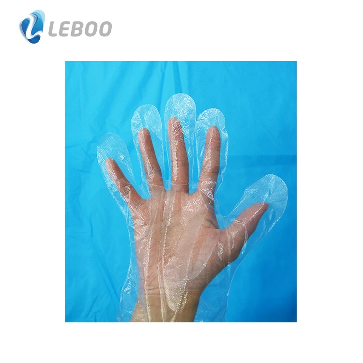 L Size Disposable food contact HDPE gloves Clear
