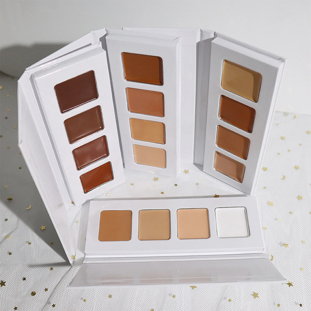 Private Label DIY 4-colored Concealer Cream Palette Long Lasting Waterproof Brighten Face Concealer Cosmetics Bulk Custom
