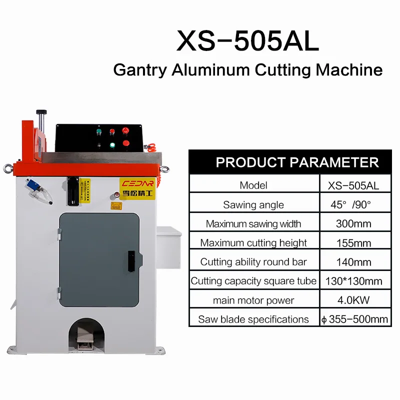 XS-505AL semi-automatic 45 degree aluminum tube and aluminum profile cutting machine
