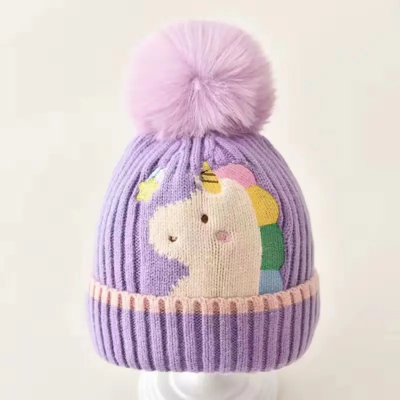 Hot sale cute baby cowboy hat caps wholesale winter keep warm lovely new fashion unicorn animal hats for boys and girls
