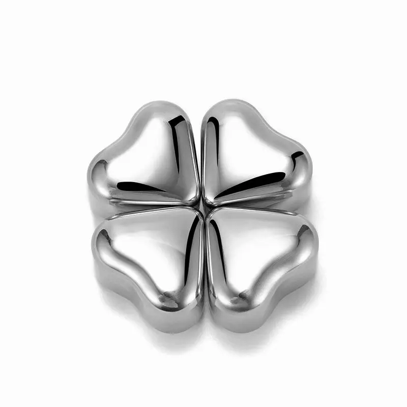 Wholesale Reusable Silver Heart Shaped Whiskey Stone Ice Wine Stone Bar Tools Stainless Steel Whiskey Stones Shunstone Factory