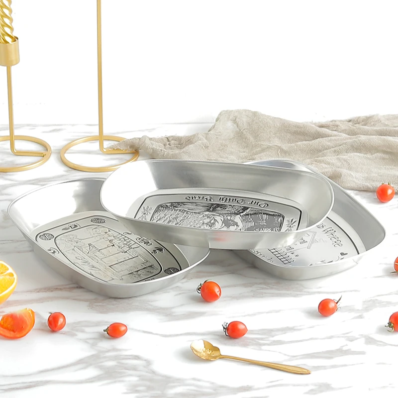25*16cm European style retro tray cheap dinner plates snack dried fruit storage tray tin restaurant dinner plates