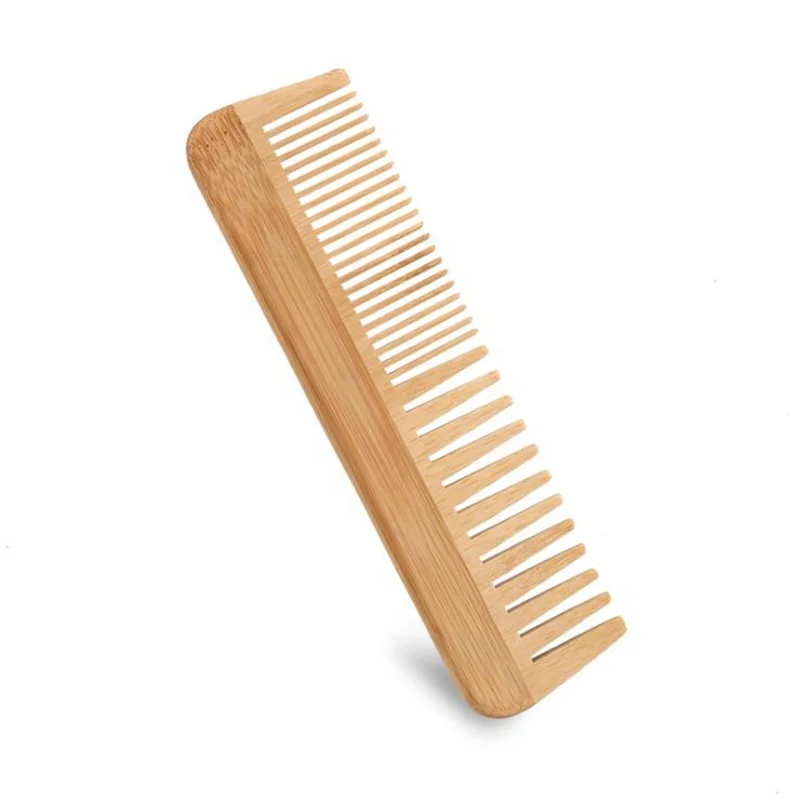 High Quality Wholesale Custom Logo Eco-friendly Natural Bamboo Wide Tooth Comb Beard Comb