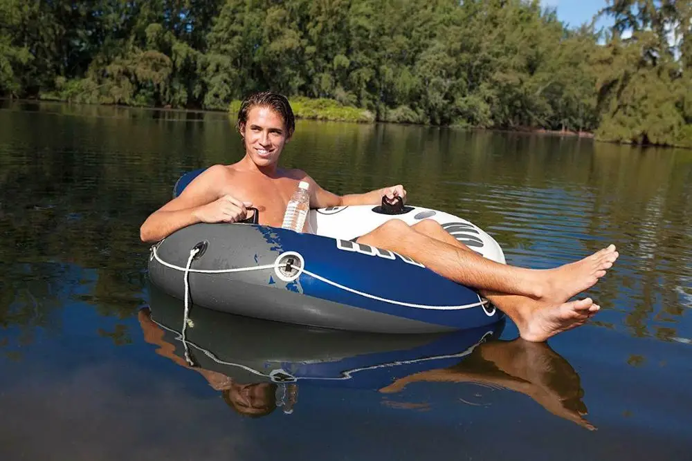 Intex 58825 Inflatable Wheel River Run 135 Diameter Blue Beach and Pool Water Float For 1 Person