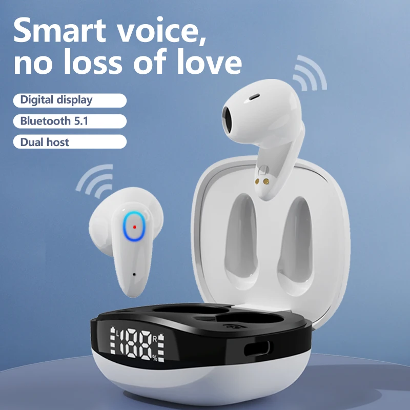 Mini Warless Display Pink Headphone TWS Stereo Touch Earbuds Music Headset BT 5.0 Type-c Bloototh Sleep Wireless Earphone