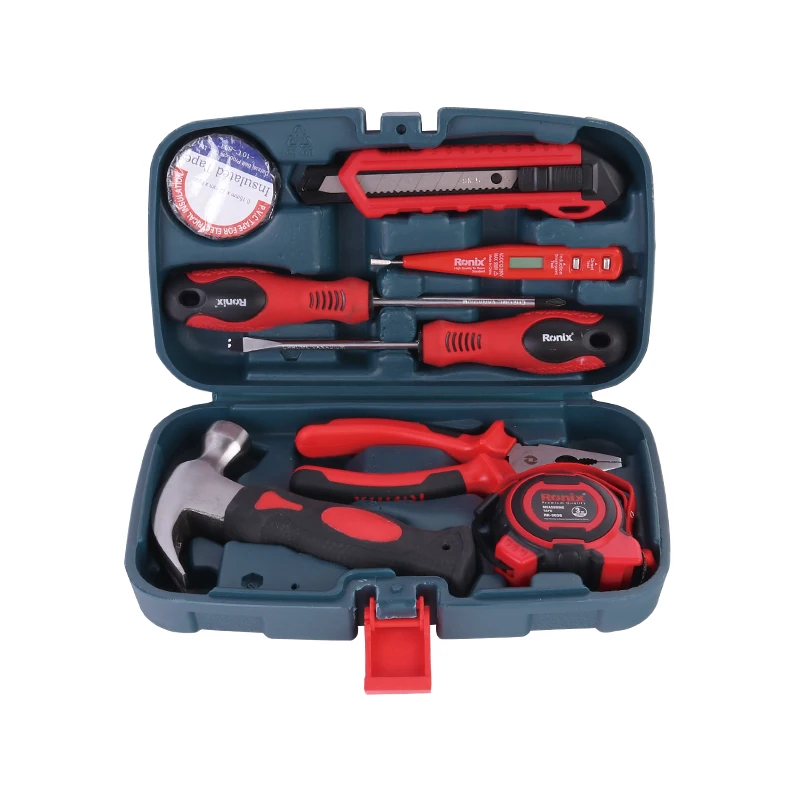 Ronix RS-0002 9 Pieces Herramientas General Hand Tool Sets Box Household Repair Craftsman Toolkit Factory Price