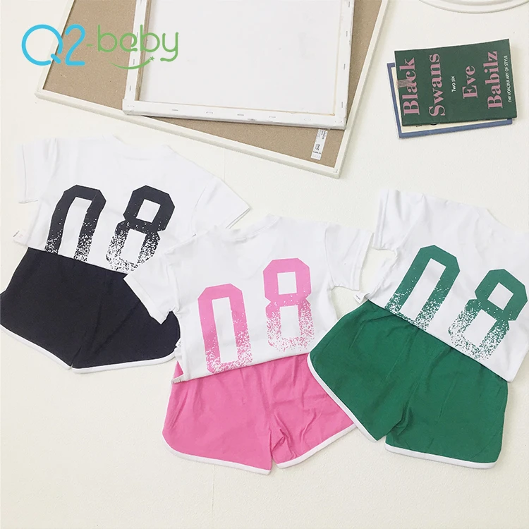 Q2-baby Newborn Clothes Sleeveless Cotton T Shirt  + Shorts Girls Boy Clothing Set