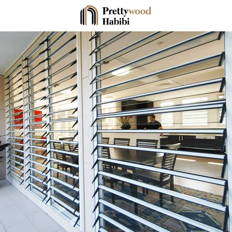Residential Modern Motorised Automatic Manual Jalousie Window Glass Louvre Louver Windows