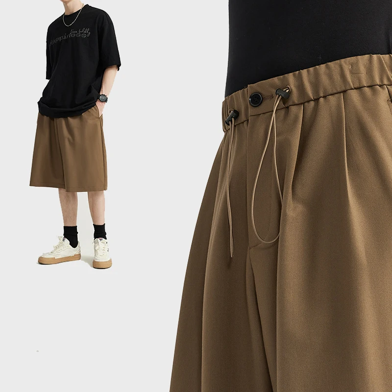 New Korean style suit shorts for spring summer 2024 minimalist style loose fitting casual capris for men