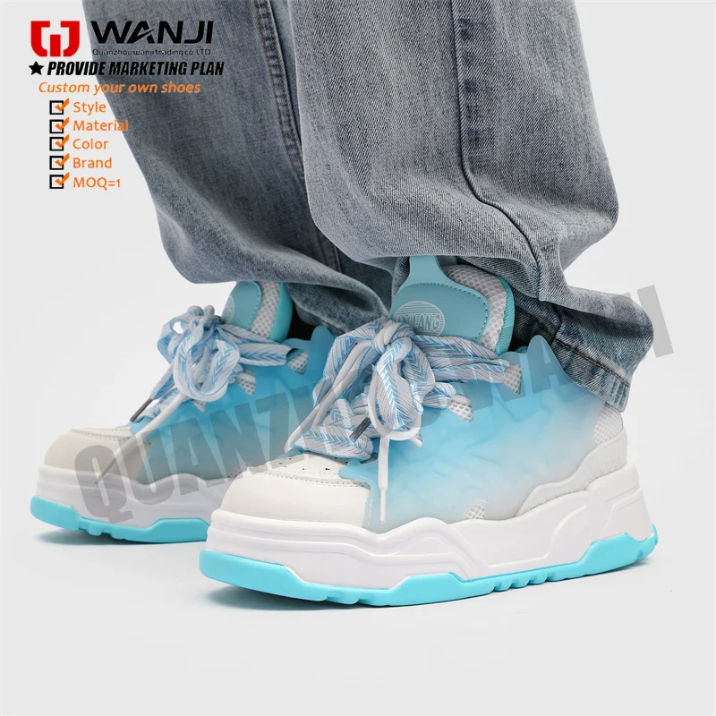 New Style Series Fresh Color Matching Thick Sole Anti-Slip Wear-Resistant Increase High  Leisure Sports Shoes Men Custom Shoes