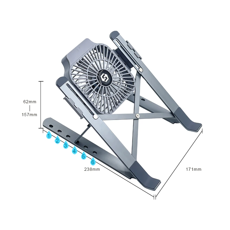 Foldable Laptop Stand With Cooling Fan Aluminium Adjustable Heat Dissipation Laptop Cooling Pad
