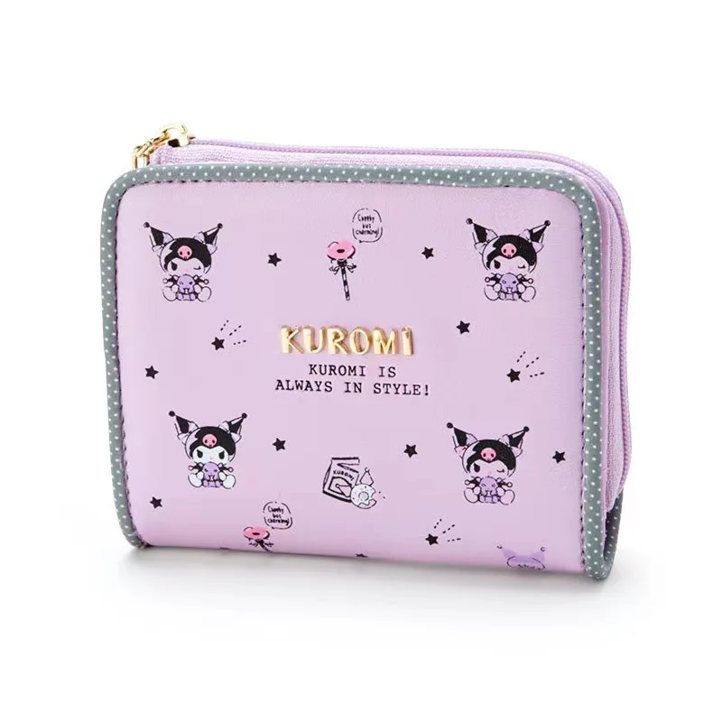 DHF1118 New arrival anime kawaii Cinnamoroll Kuromi wallet PU leather lace zipper Melody card short cute cartoon purse wholesale