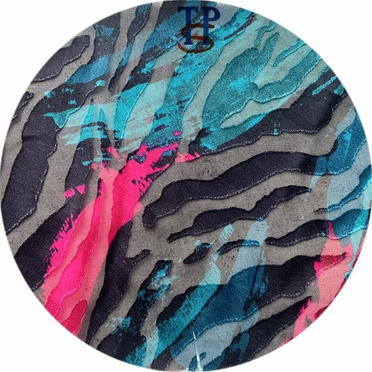 
Silk gauze burnt-out printed silk viscose rayon fabric fancy dress 