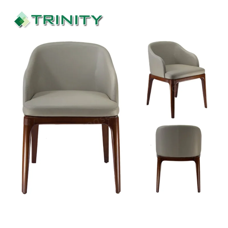 5 Star Modern Nordic Design Upholstered Pu Leather Wood Hotel Dining Room Chairs