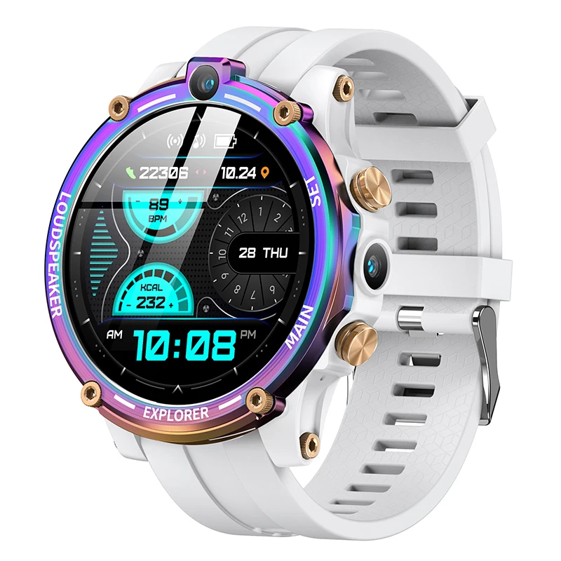 V20 4+128G 2021 new WIFI 4G SIM Card double camera ip68 Waterproof Android 7.1 man and women students smart watch
