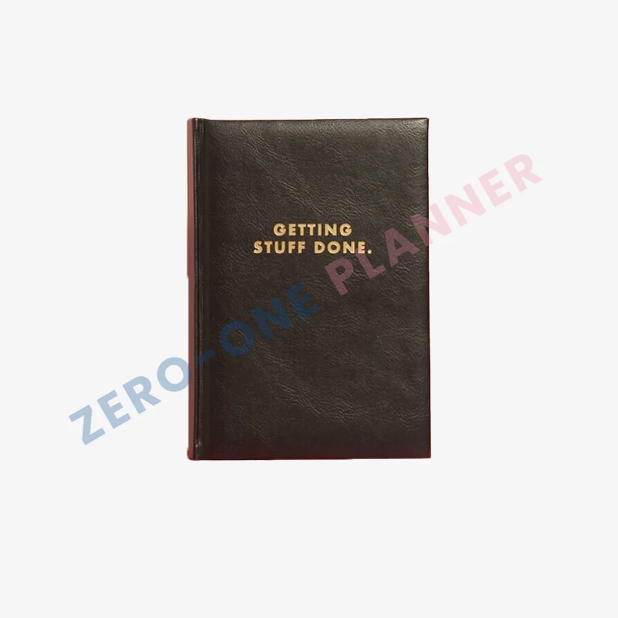 custom printing personalized pink vegan leather bound hardcover notebook daily weekly monthly undated planner aesthetic journal