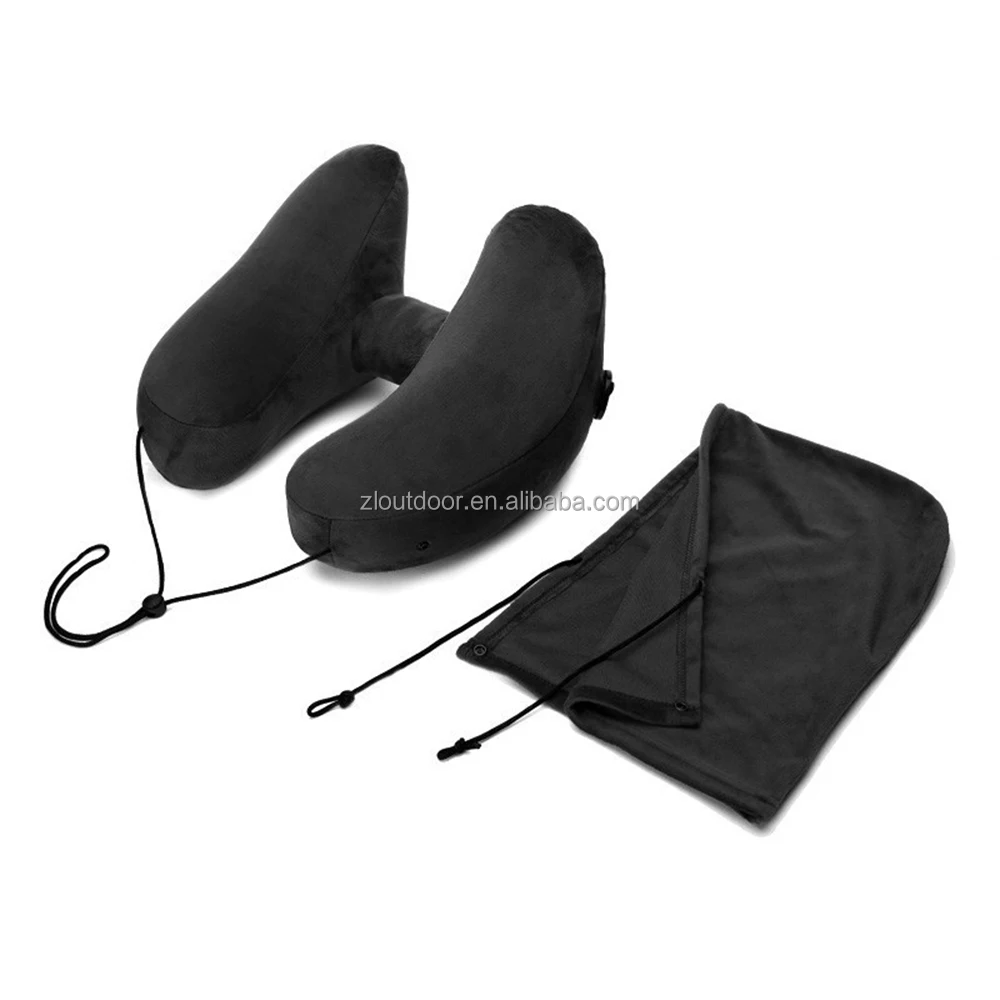 Hot Selling Travel Neck Pillow Comfortably Supports The Head H Inflatable Travel Pillow with pouch