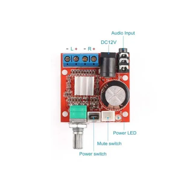10W+10W PAM8610 D Class Dual-channel HIFI Audio Amplifier Board