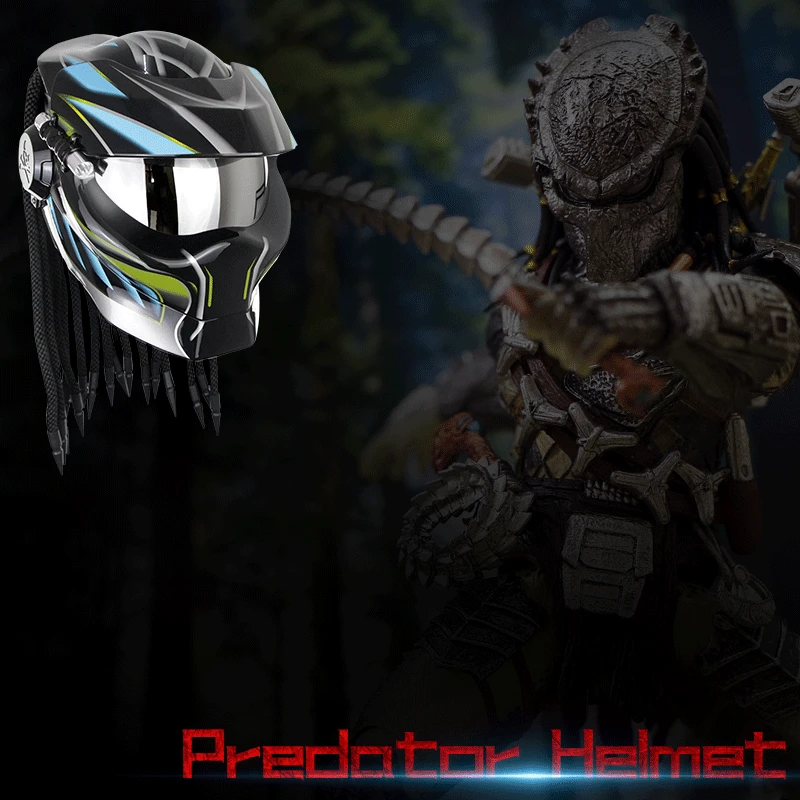 Motorcycle Costume Predator Helmet Full Face Iron Warrior Flip Up Cool Helmet with light