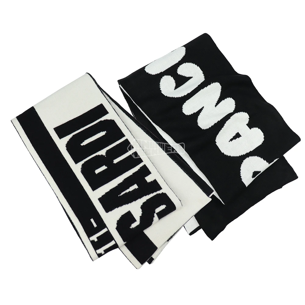 Black And White Designer Thick Knit Wool Scarves Custom Winter Acrylic Woven Knitted Scarf