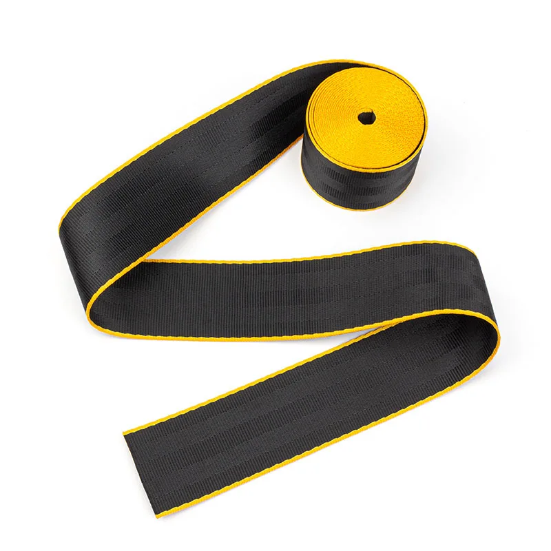 Durable one meter length contrast color stitching hem racing car safety seatbelt webbing