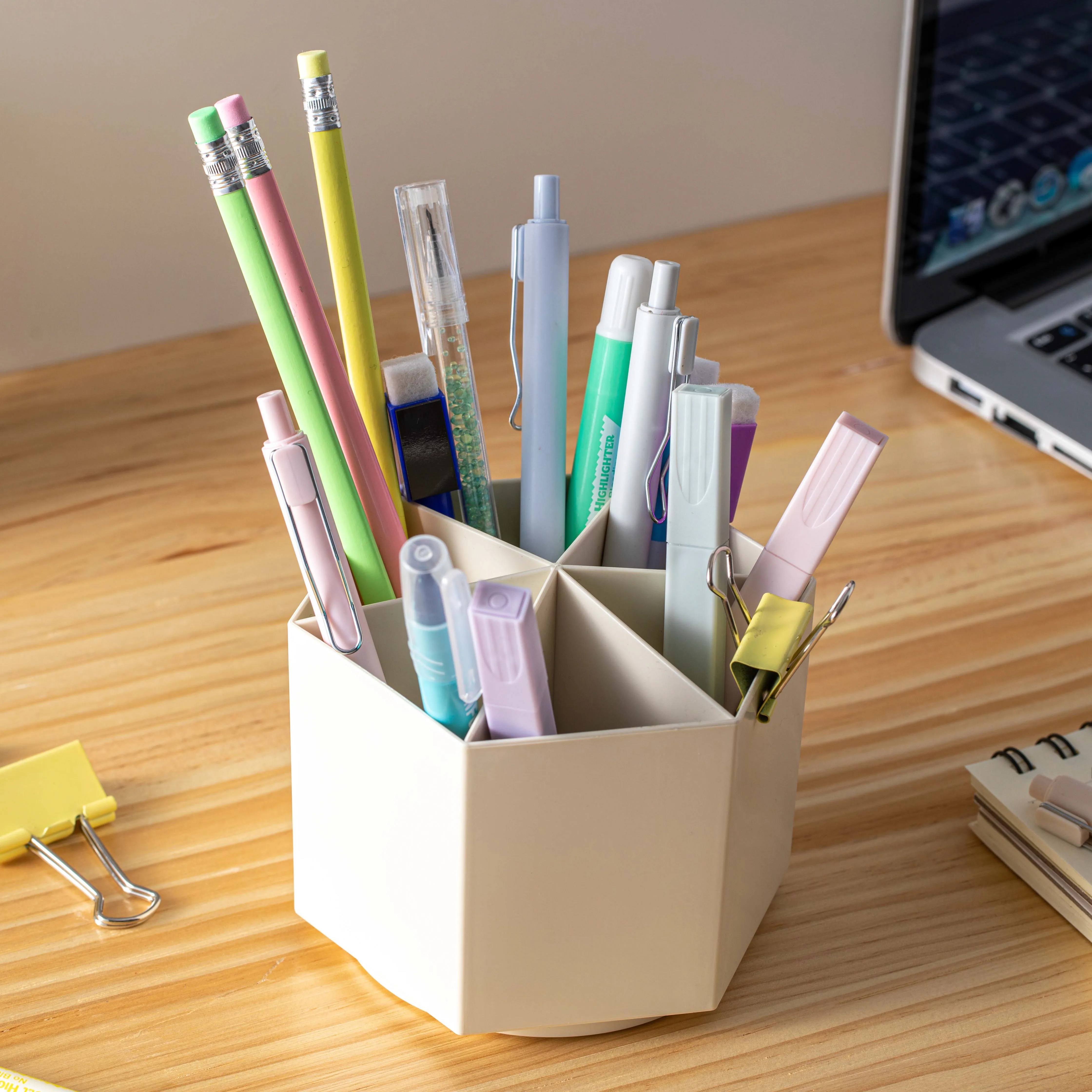 Pencil Stand Desk Fancy Storage Container Desk Mesh Organizer Table Spinning Pen Holder Custom Plastic Multifunction Wholesale