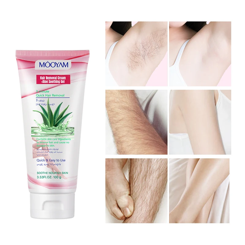 Own Brand Natural Aloe Hair Removal Cream For Facial Body Arm Leg Abdomen For Women And Men Nourishing Gentle Hair Remover Cream